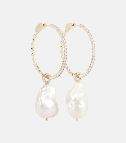 Boucles d'oreilles en or 14 ct, perles baroques et diamants - Mateo - Modalova