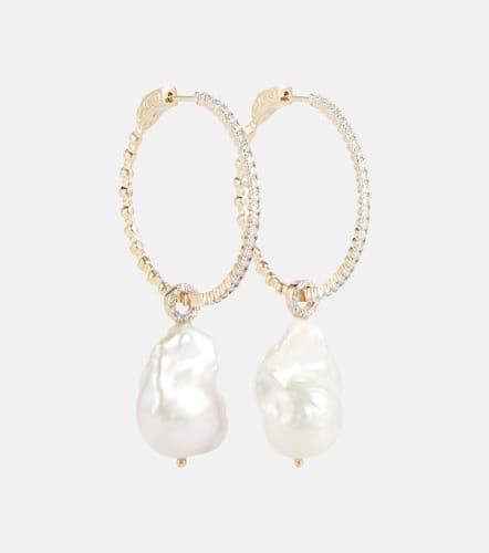 Boucles d'oreilles en or 14 ct, perles baroques et diamants - Mateo - Modalova