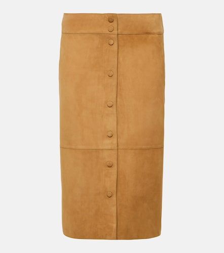 Jupe midi taille haute en cuir - Yves Salomon - Modalova