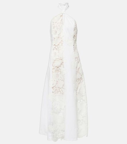 Robe midi en coton et dentelle - Oscar de la Renta - Modalova