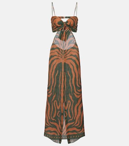 Robe longue imprimée en lin - Johanna Ortiz - Modalova