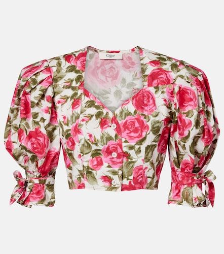 Chloé Blouse courte en coton à fleurs - Chloe - Modalova