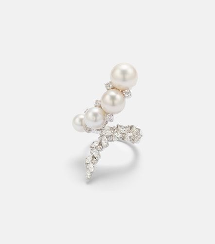 Bague Pearlescent en or blanc 18 ct, diamants et perles - Yeprem - Modalova