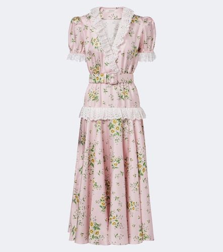 Robe midi ceinturée en soie à fleurs - Rodarte - Modalova