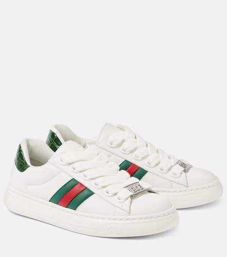 Baskets Ace Web Stripe en cuir - Gucci - Modalova