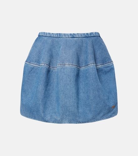 Mini-jupe en denim à motif Double L - Loewe - Modalova