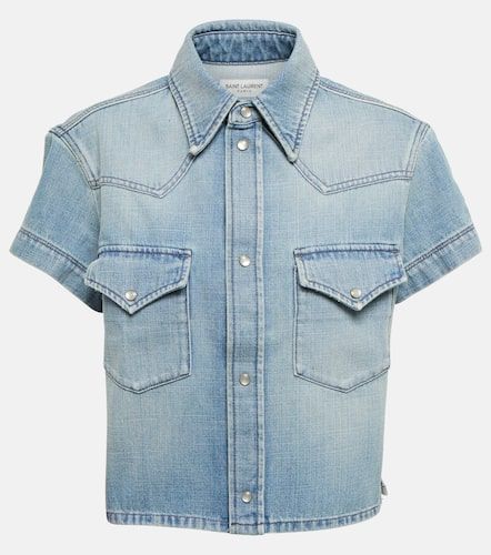 Chemise raccourcie en jean - Saint Laurent - Modalova