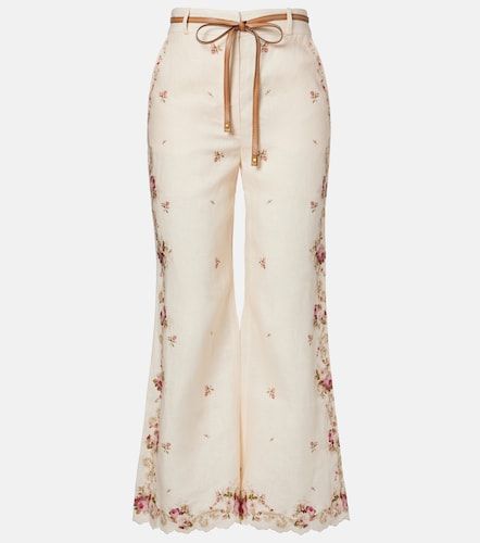 Pantalon évasé Patience en lin à fleurs - Zimmermann - Modalova
