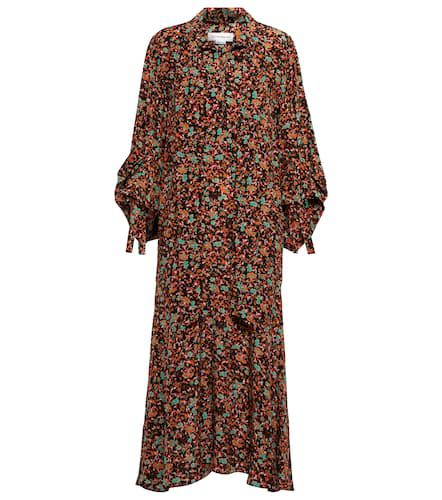 Robe midi en soie à fleurs - Victoria Beckham - Modalova