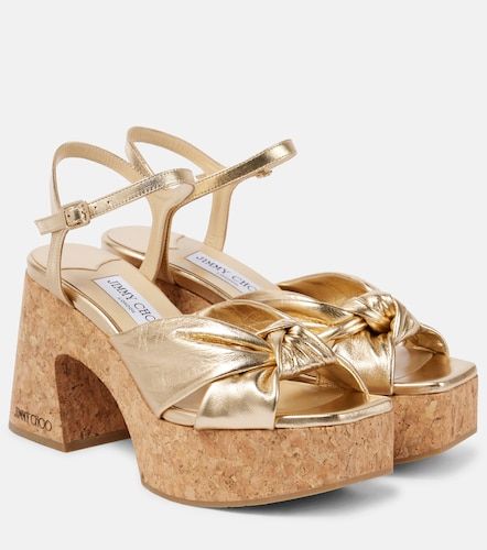 Sandales compensées Heloise 95 en cuir métallisé - Jimmy Choo - Modalova