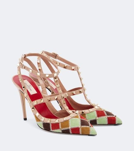 Escarpins Rockstud en daim patchwork - Valentino Garavani - Modalova