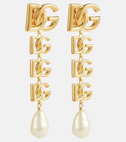 Boucles d'oreilles clip DG à perles fantaisie - Dolce&Gabbana - Modalova