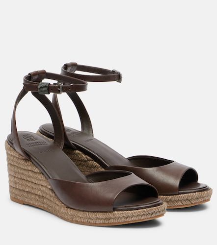 Espadrilles compensées en cuir - Brunello Cucinelli - Modalova