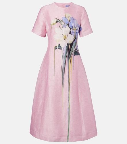 Robe midi Caroline en lin mélangé à fleurs - Leo Lin - Modalova