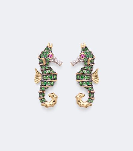 Yvonne Léon Boucles d’oreilles Hippocampe en or 18 ct et pierres précieuses - Yvonne Leon - Modalova