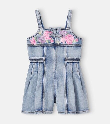 Combi-short brodée en jean - Monnalisa - Modalova