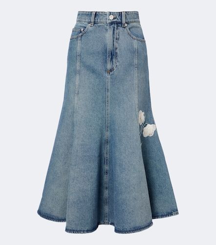 Jupe midi en coton à appliqués floraux - Erdem - Modalova