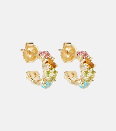 Boucles d'oreilles Mini en or 14 ct, pierres précieuses et diamants - Suzanne Kalan - Modalova