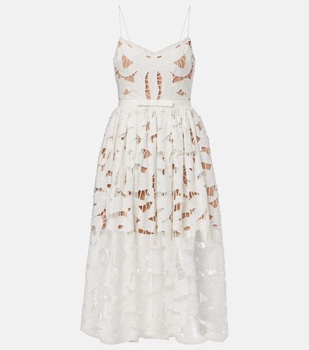 Robe midi Bow en dentelle de lin et coton - Self-Portrait - Modalova