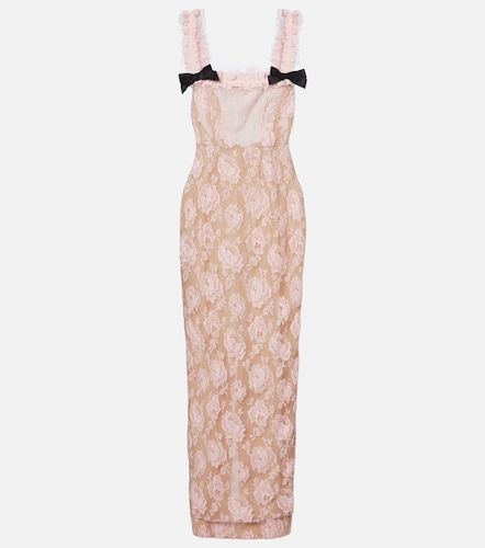Robe longue en coton mélangé à dentelle - Alessandra Rich - Modalova
