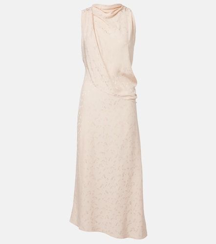 Robe midi asymétrique drapée en satin floral - Victoria Beckham - Modalova