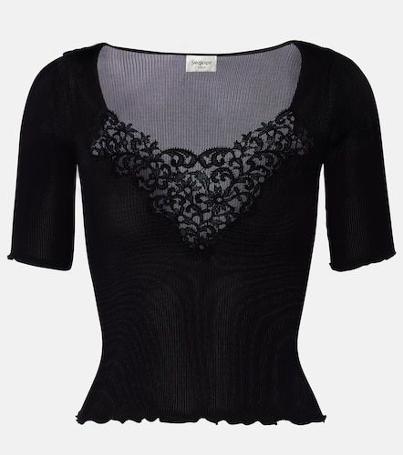 Top en soie à dentelle - Saint Laurent - Modalova