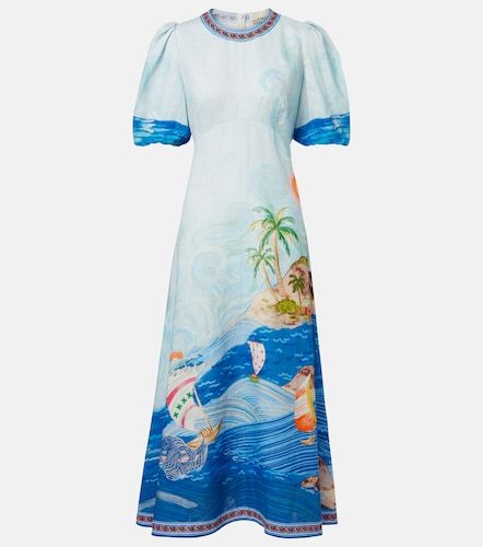Alémais Robe midi imprimée en lin - Alemais - Modalova