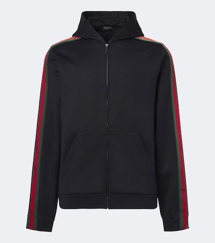 Sweat-shirt à capuche Web Stripe en soie et coton - Gucci - Modalova