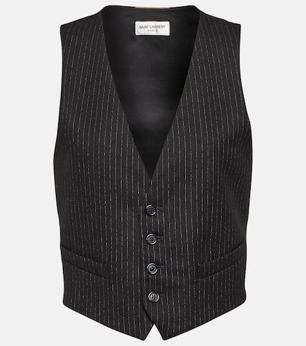 Gilet raccourci rayé en laine - Saint Laurent - Modalova