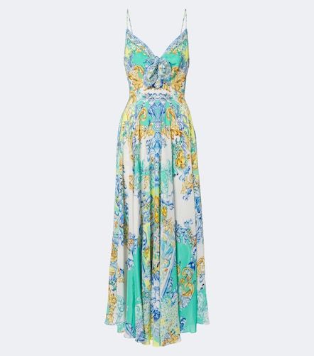 Robe longue en soie à imprimé - Camilla - Modalova