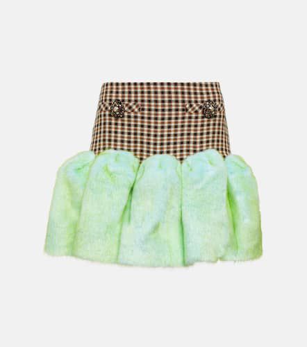 Mini-jupe en laine, coton et fourrure synthétique - Area - Modalova