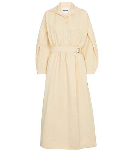 Robe midi en crochet de coton melange Coton Jil Sander en coloris Blanc Femme Vêtements Robes Robes longues décontractées et dété 