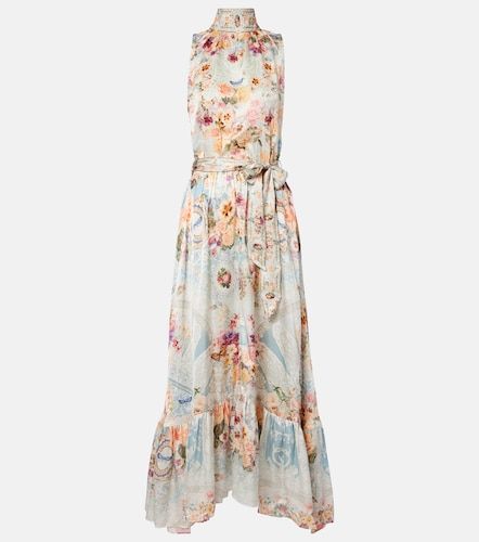 Robe longue en soie à fleurs - Camilla - Modalova