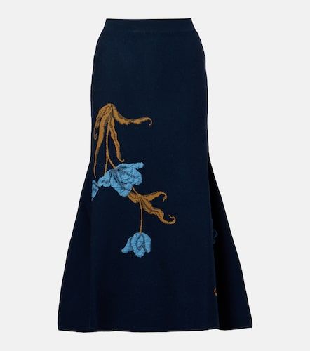 Jupe midi en jacquard à fleurs - Erdem - Modalova