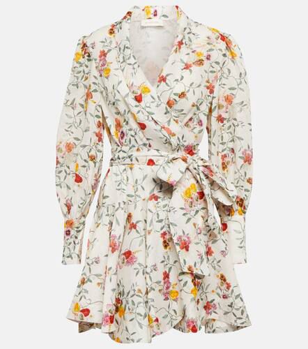 Robe portefeuille en lin à fleurs - Zimmermann - Modalova