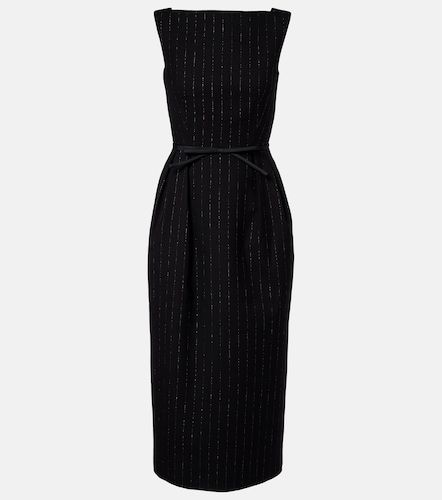 Robe midi rayée en laine lamée - Erdem - Modalova