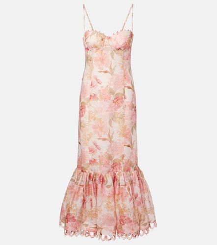 Robe midi Como en lin et soie à fleurs - Zimmermann - Modalova