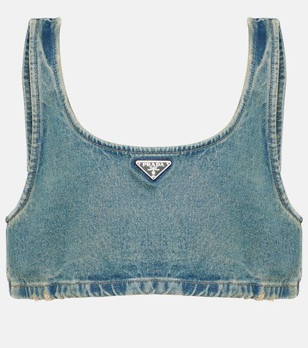 Prada Brassière en jean à logo - Prada - Modalova