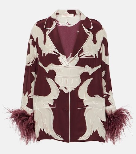 Blouse en soie imprimée à finitions en plumes - Valentino - Modalova