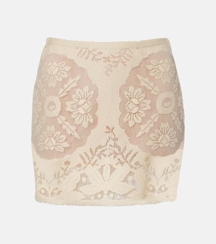Mini-jupe en coton mélangé à fleurs - Valentino - Modalova