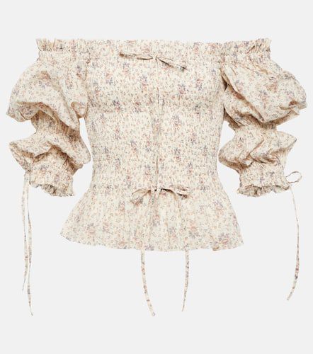 Top en coton à encolure bardot et fleurs - Polo Ralph Lauren - Modalova