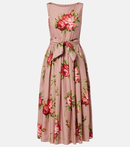 Robe midi en coton à fleurs - Dolce&Gabbana - Modalova