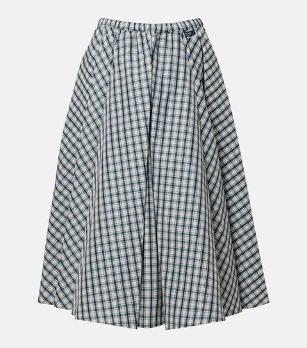 Jupe midi en coton mélangé à carreaux - Prada - Modalova