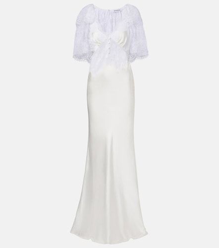 Robe longue en satin et dentelle - Self-Portrait - Modalova