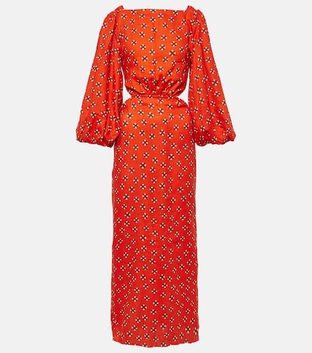 Robe midi en lin imprimée - Johanna Ortiz - Modalova