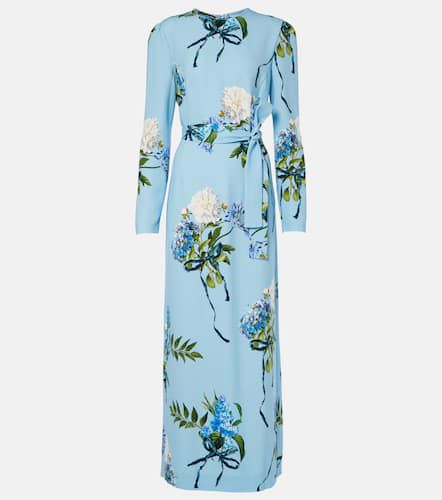 Robe longue en crêpe à fleurs - Monique Lhuillier - Modalova