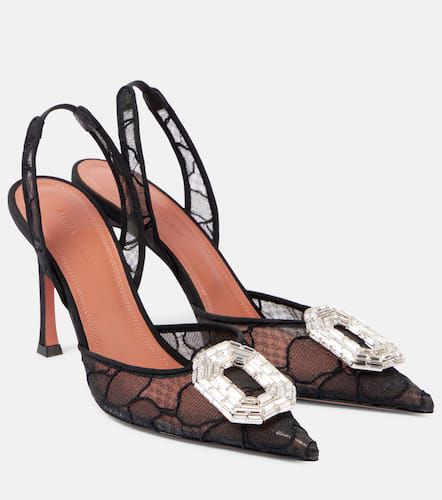 Escarpins slingback Camelia 90 en dentelle - Amina Muaddi - Modalova