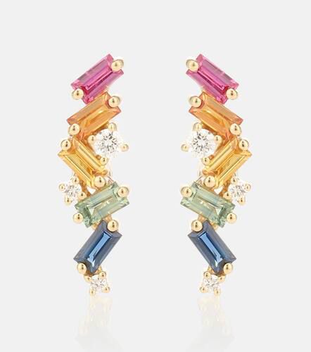 Boucles d'oreilles Rainbow Fireworks en or 18 ct, diamants et saphirs - Suzanne Kalan - Modalova
