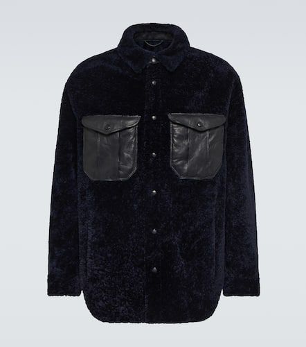 Surchemise en shearling et cuir - Giorgio Armani - Modalova