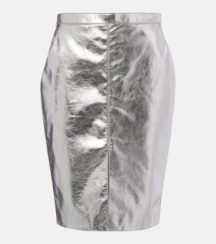 Jupe crayon en cuir métallisé - Saint Laurent - Modalova